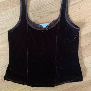 brown bustier style velvet top